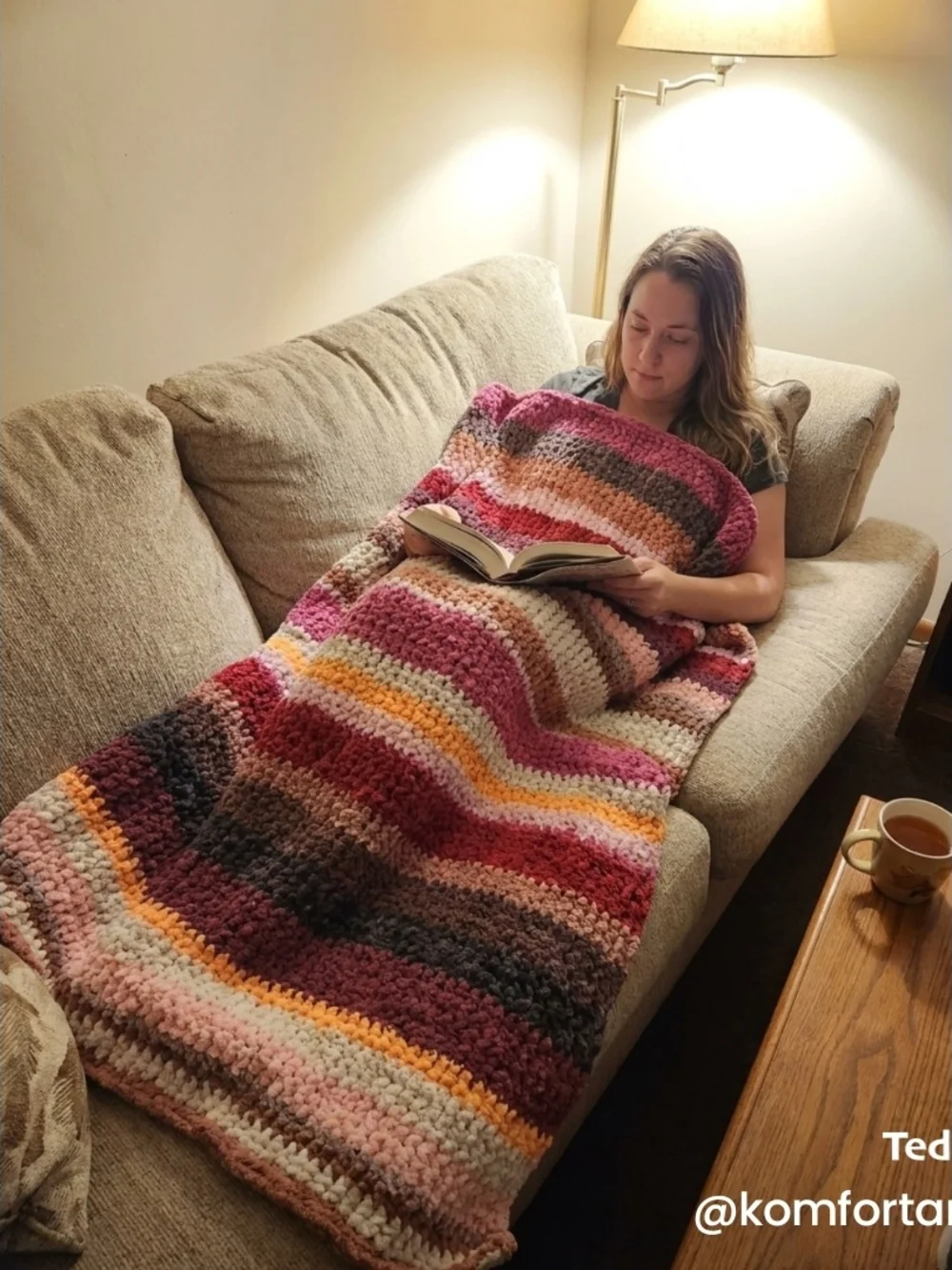 Handcrafted Striped Throw Blanket -